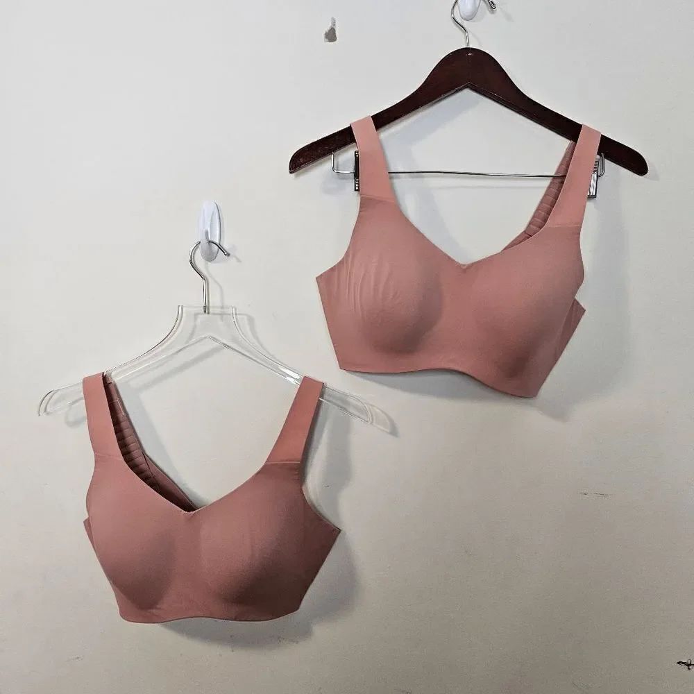 TWO Knix Luxe Lift Pullover Bra Wireless Seamless Pink Size 6